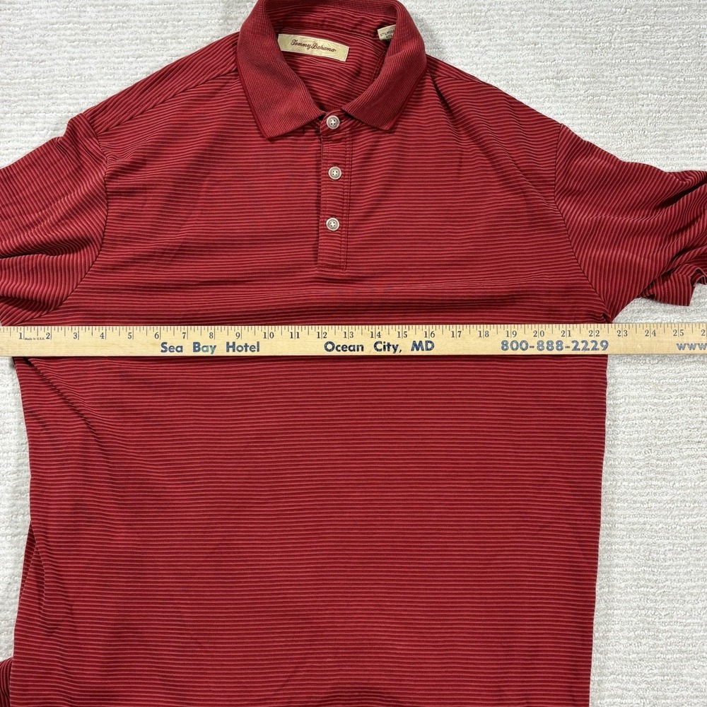 Tommy Bahama Polo Shirt Mens Large Red Ribbed Modal Blend Short Sleeve Hawaiian - Picture 6 of 8